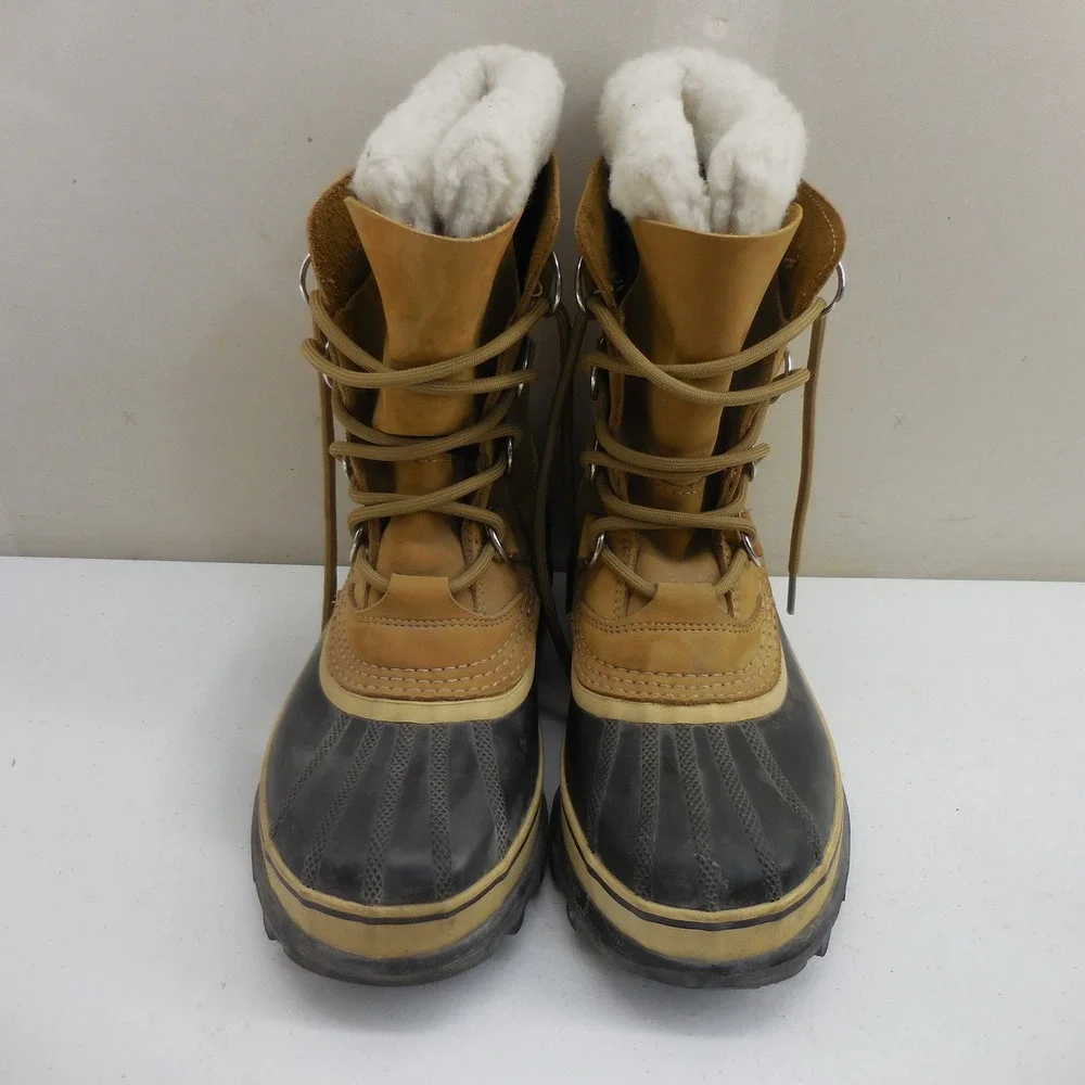 Sorel Caribou Waterproof Winter Snow Boots Buff Tan Black NL1005-280 Womens 8